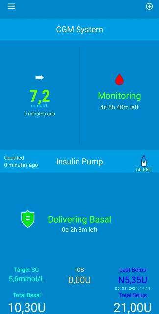 Medtrum aplikacija na mobitelu